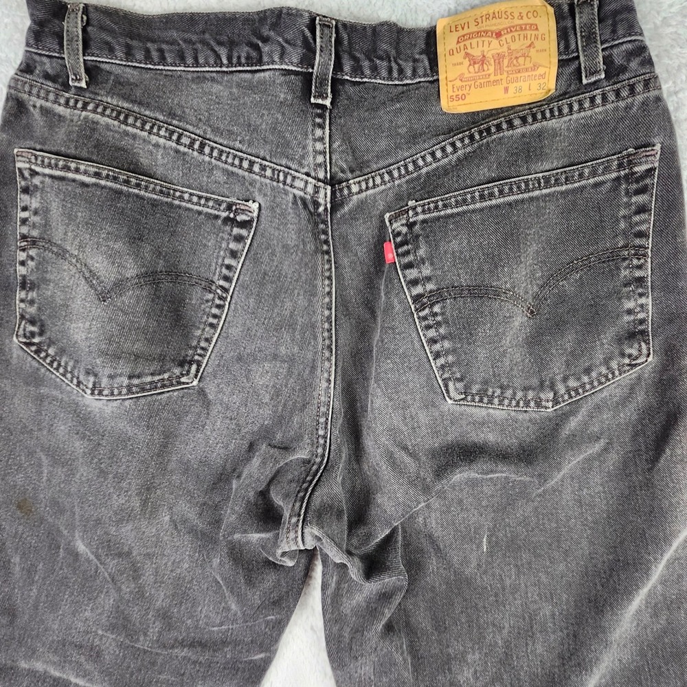 Levi's 550 Relaxed Fit Jeans Mens 38x32 Black Denim VTG 90s Y2K Grunge Skater - Picture 7 of 14